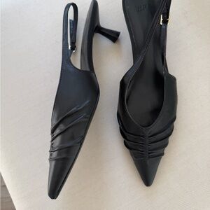 H&M Black Pointed Slingback Heels